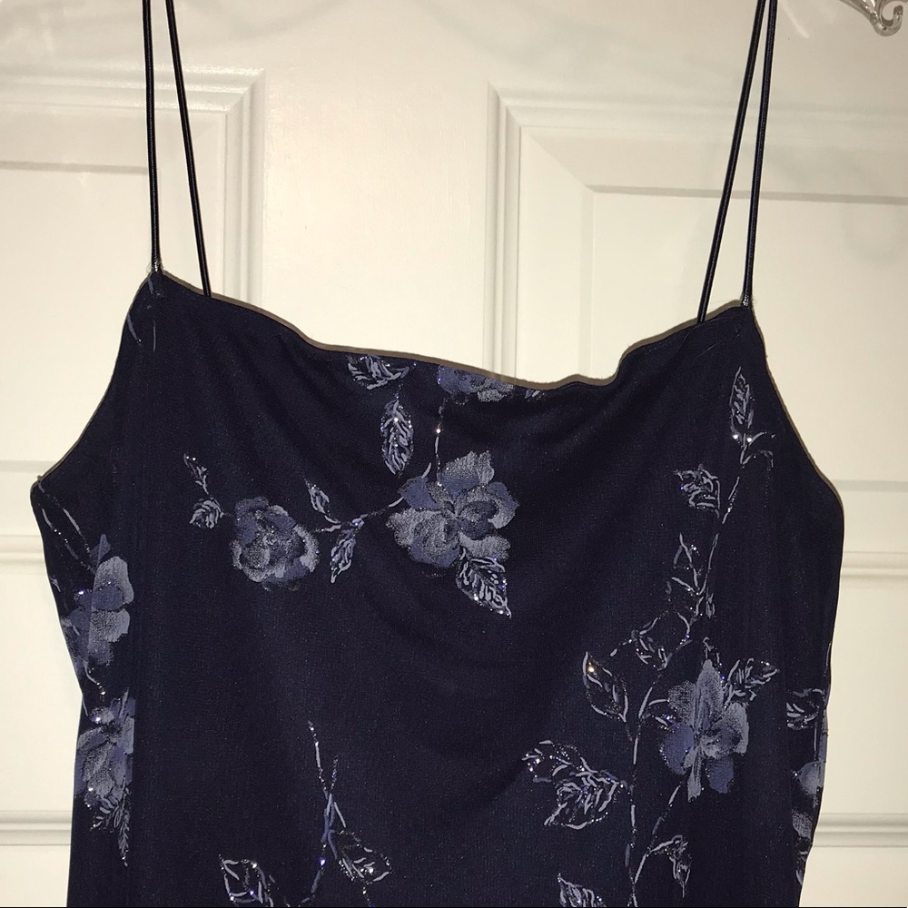 Navy Blue Formal Dress with floral pattern